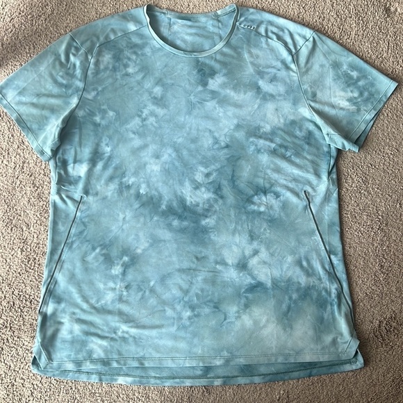 Lululemon Fast and Free Short Sleeve Tidewater Teal Tie Dye Shirt - Picture 2 of 9